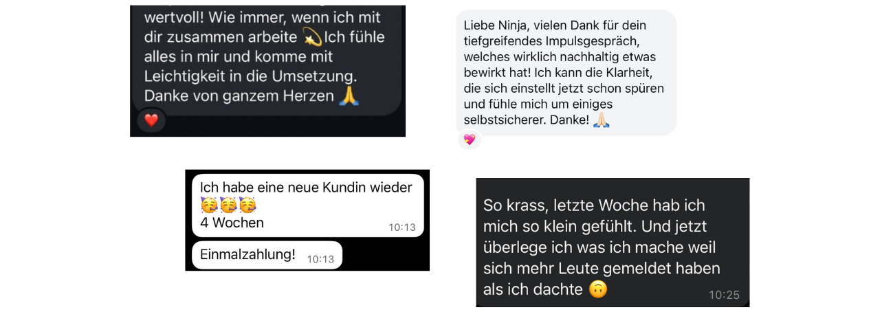 Kundenstimmen aus Nachrichten an Ninja Fürchtenicht